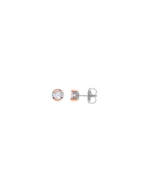 Pendientes Plata Rodio Chaton Circonita Blanca Brillante