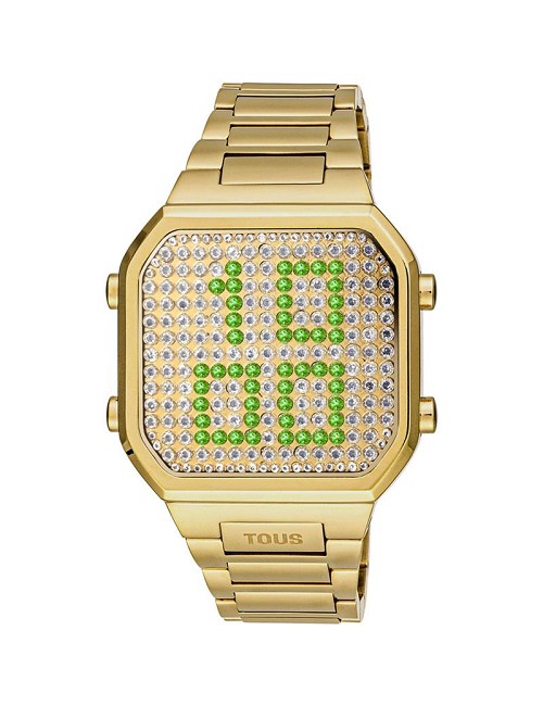 Reloj Digital con Brazalete de Acero Ipg Dorado y Caja con Leds D-Bear
