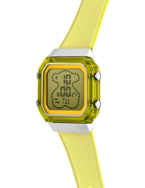 Reloj Digital de Policarbonato Amarillo y Acero D-Bear Fresh