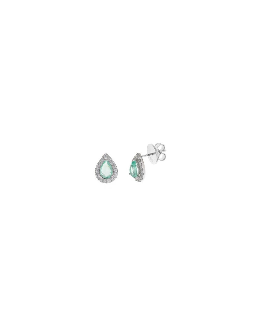 Pendientes Plata Rodio Cristal Verde Menta Hielo