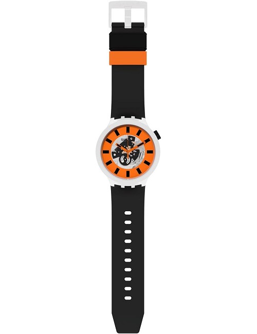 Reloj Esfera Naranja Bisel Blanco