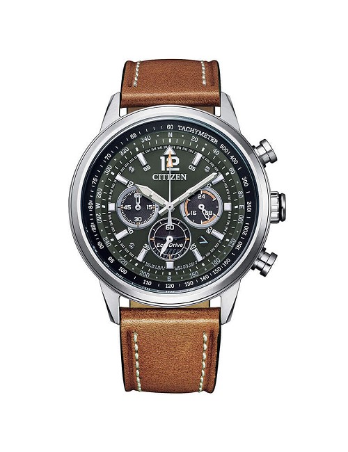Reloj Eco Drive Cronografo Correa Marron Esf Negra