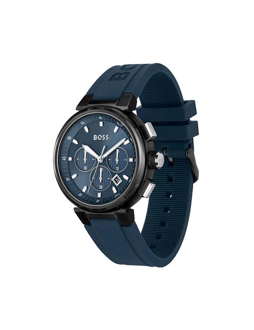Reloj Esf Azul Crono Caballero Correa Caucho Azul