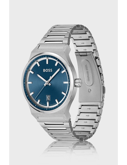 Reloj Caballero Hugo Boss Esf Azul Cadena Acero