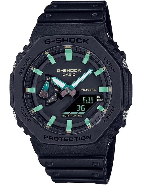Reloj Caucho Negro Números En Verde