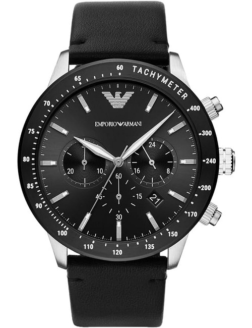 Reloj Esfera Negra Indices Plateados