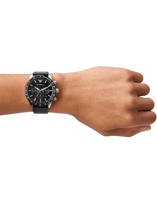 Reloj Esfera Negra Indices Plateados