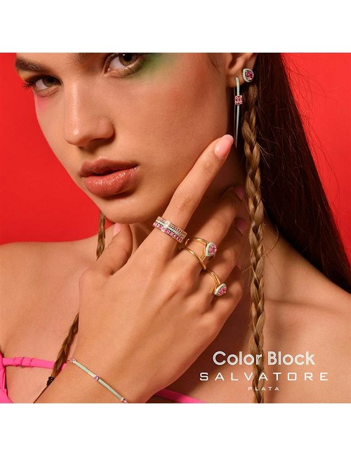 Sortija Plata Chapado Dorado Circonita Rubi Pera