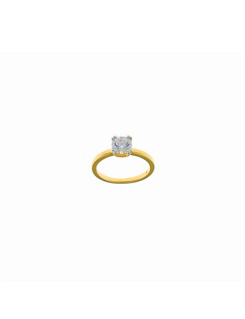 Sortija Plata Chapado Dorado Circonita Blanca Brillante