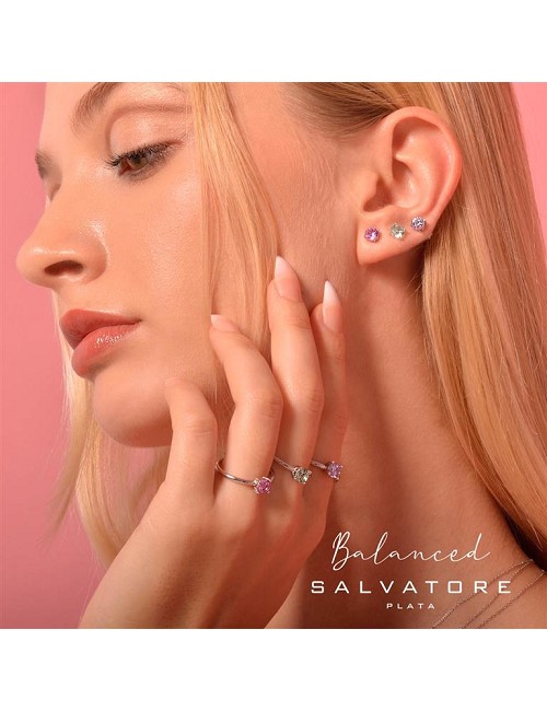 Sortija Plata Rodio Brillante Circonita Lavanda