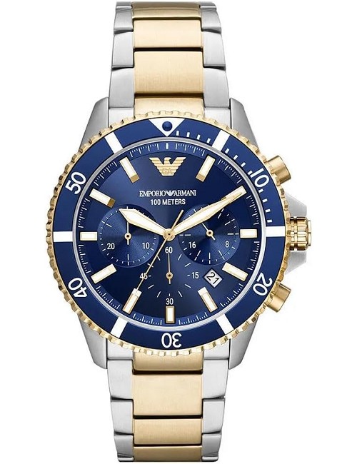 Reloj Caballero Esf Azul Bicolor