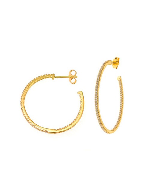 Ptes Plata Chapados Dorados Aro Circonitas Blancas