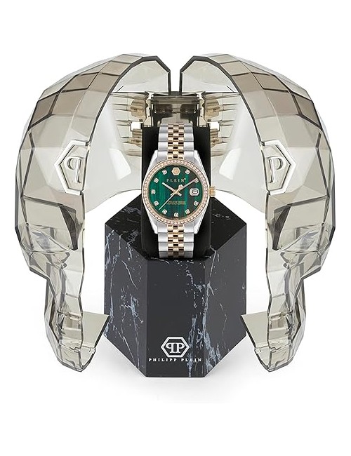 Reloj Sra Esf Verde Cadena Metal Bicolor