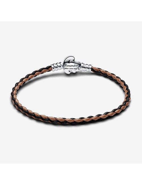 Pulsera Pandora Moments En Cuero Trenzado con Cierre El Rey León de Disney