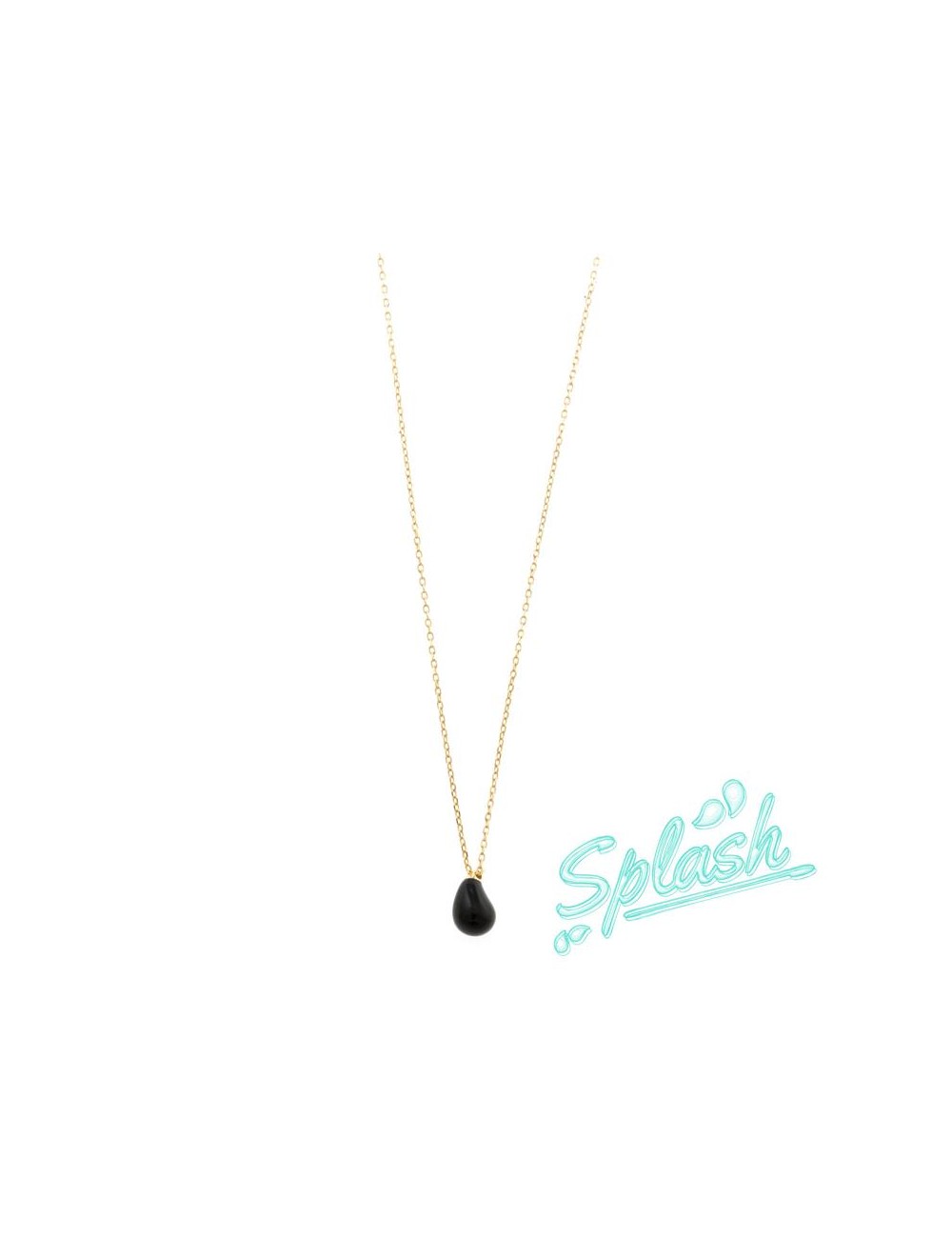 Collar Plata Chap. Dora. Gota Esmalte Negro