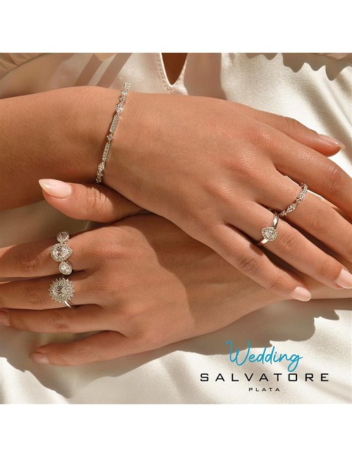 Sortija Plata Rodio Circo. Blancas Brillantes