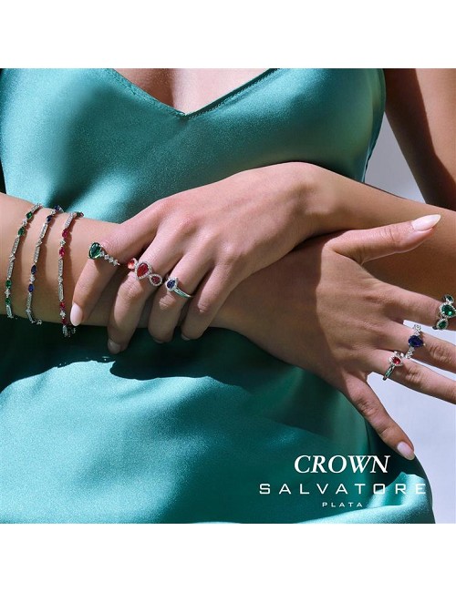 Sortija Plata Rodio Circo. Zafiro Pera