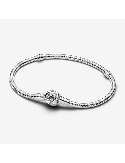 Pulsera Pandora Moments Cadena de Serpiente con Cierre Rosa Floreciendo