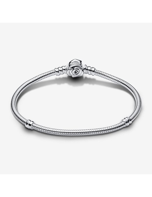 Pulsera Pandora Moments Cadena de Serpiente con Cierre Rosa Floreciendo