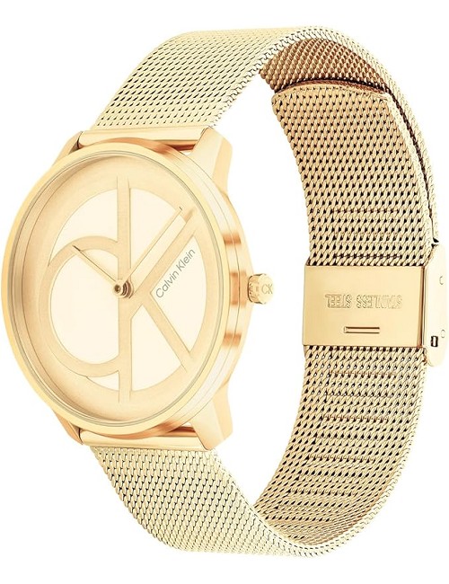 Reloj Sra Chapado Esf Dorada Calvin Klein Malla