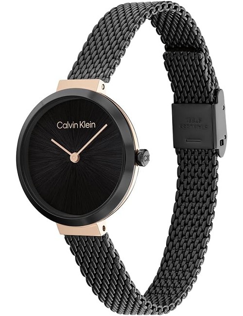 Reloj Calvin Klein Sra Acero Negro Bicolor Malla