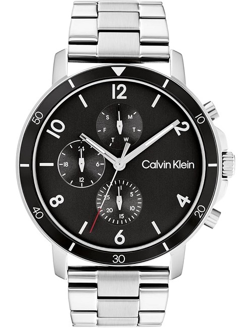 Reloj Caballero Cadena Acero Esf Negra Crono