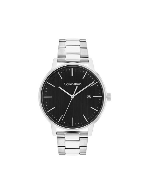 Reloj Caballero Cadena Acero Esf Negra
