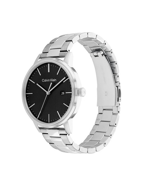 Reloj Caballero Cadena Acero Esf Negra