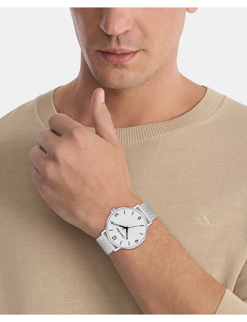 Reloj Esf Plateada Cadena Malla