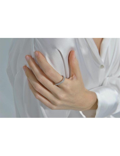 Sortija Plata Rodio Cuadrado Circonitas Blancas