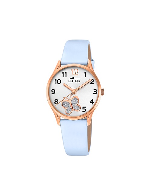 Reloj Esf Plata Rosa Corr Azul Mariposa