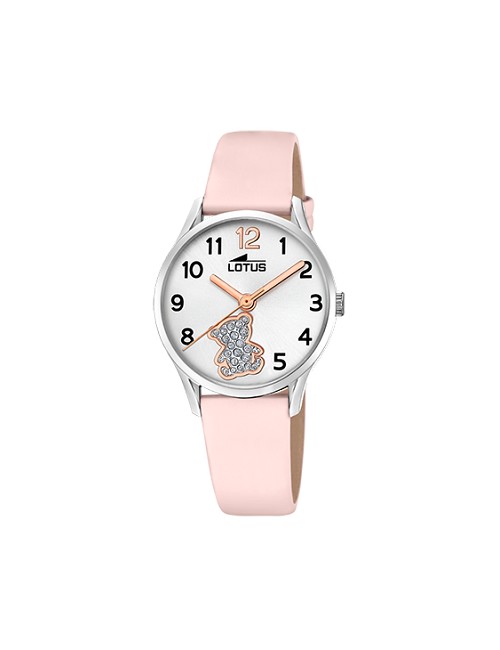 Reloj Esf Plata Osito Correa Rosa