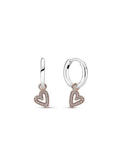 Pendientes Pandora Corazón A Mano Alzada Brillante