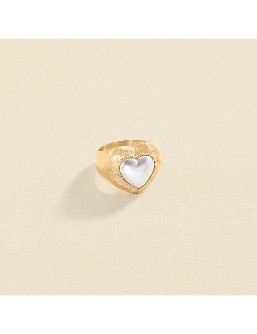 Anillo Corazon Dorado y Perla