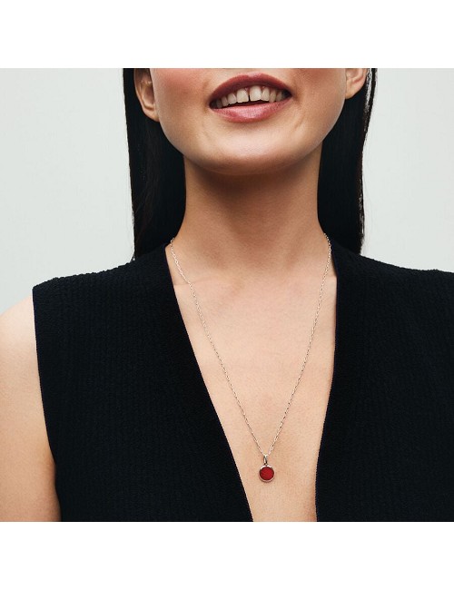 Colgante Redondo Plata Rojo