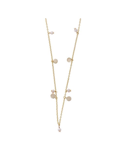 Collar Plata Chapado Dorado Perlas de Agua