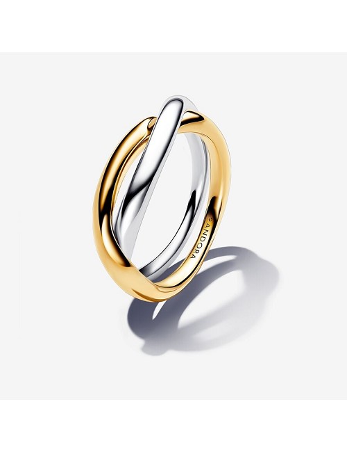 Anillo Bandas Entrelazadas En Dos Tonos
