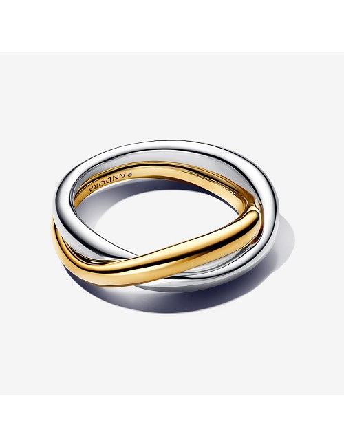 Anillo Bandas Entrelazadas En Dos Tonos