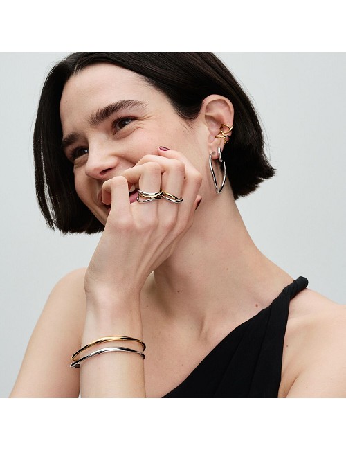 Anillo Bandas Entrelazadas En Dos Tonos