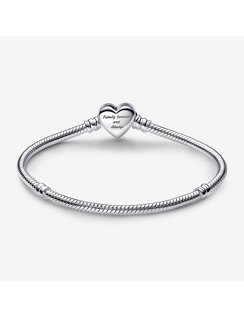 Pulsera de Cadena de Serpiente con Cierre de Corazón Infinito Brillante de Pandora Moments