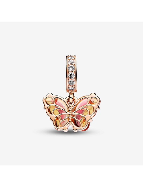 Charm Colgante de Cristal de Murano Rosa y Amarillo Mariposa