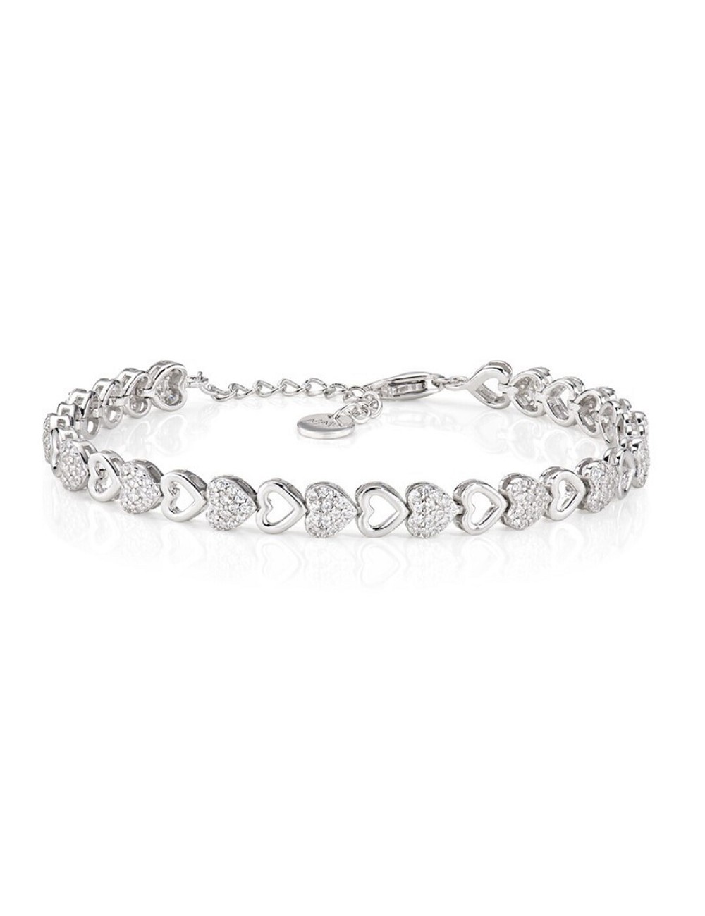Brazalete Corazon Circo Blanco Plata Rodio