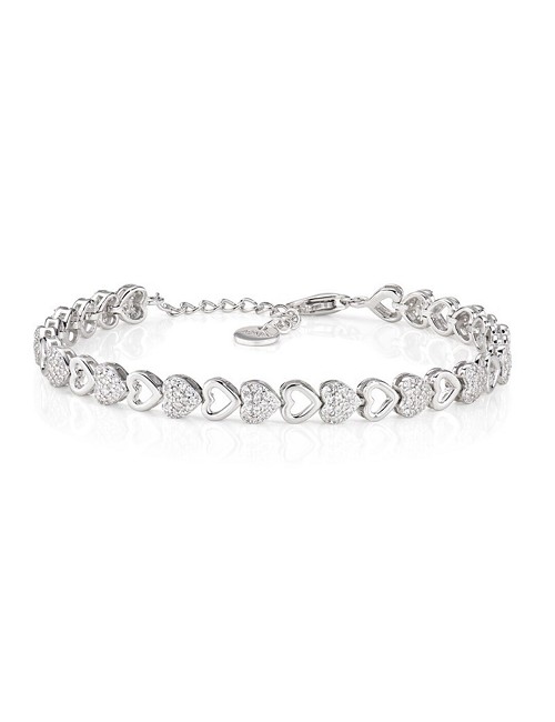 Brazalete Corazon Circo Blanco Plata Rodio