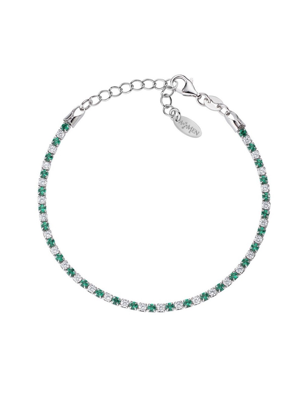 Brazalete Circo, Blanco y Verde Plata Rodio