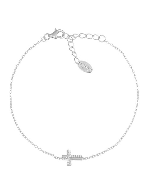 Brazalete Cruz Circo Blanco Plata Rodio