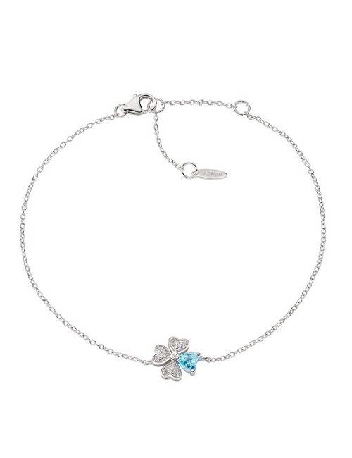 Brazalete Trebol Corazones Circo. Azul Plata