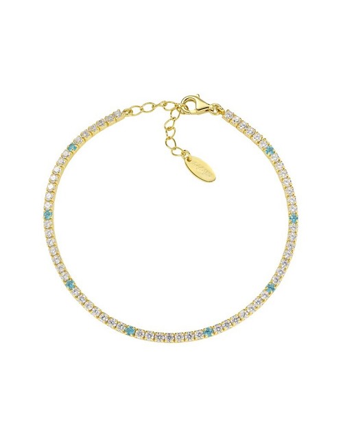 Brazalete Circo. Aguamarina y Blanco Plata Dorada