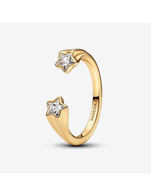 Anillo Estrellas Circonita Plata Dorada