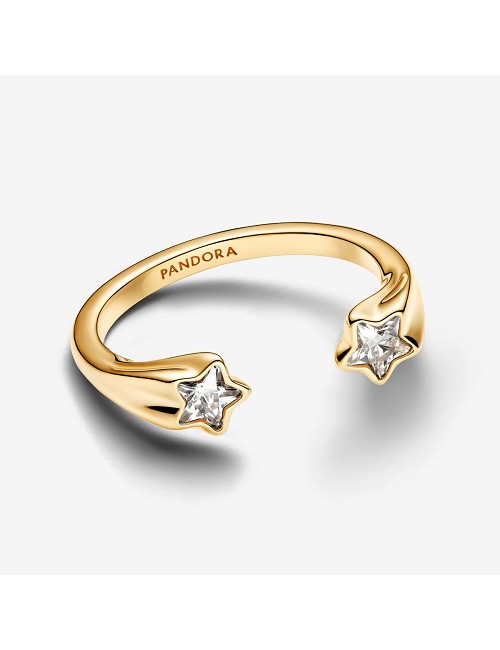 Anillo Estrellas Circonita Plata Dorada