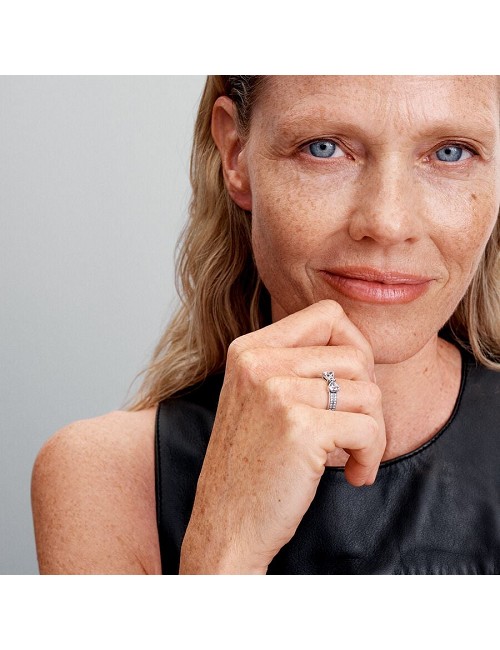 Anillo Pajarita Circonita Plata